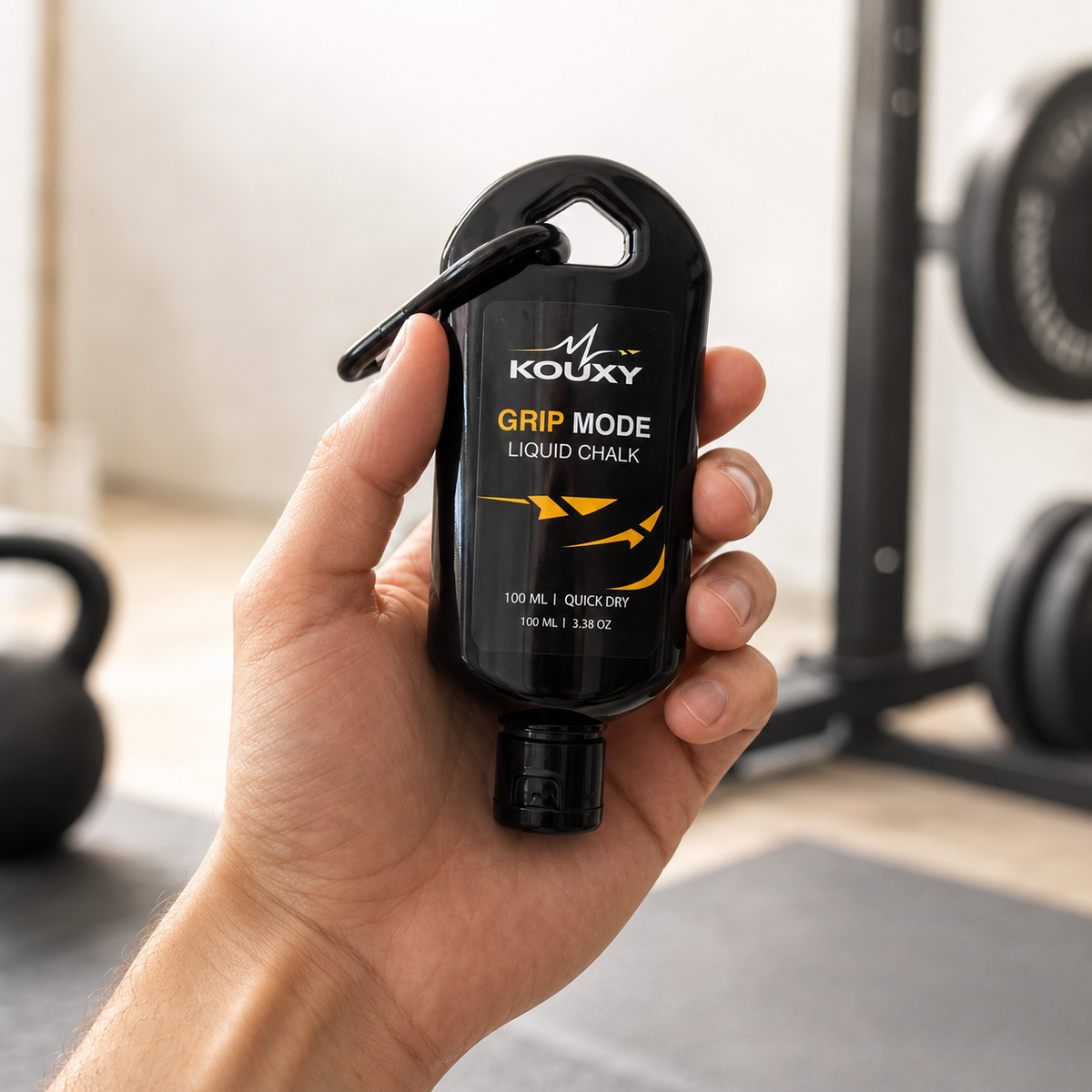 KOUXY Grip Mode Liquid Chalk — mess-free grip chalk bottle for lifting