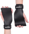 KOUXY Grip Pads — black weightlifting grip pads with adjustable wrist strap