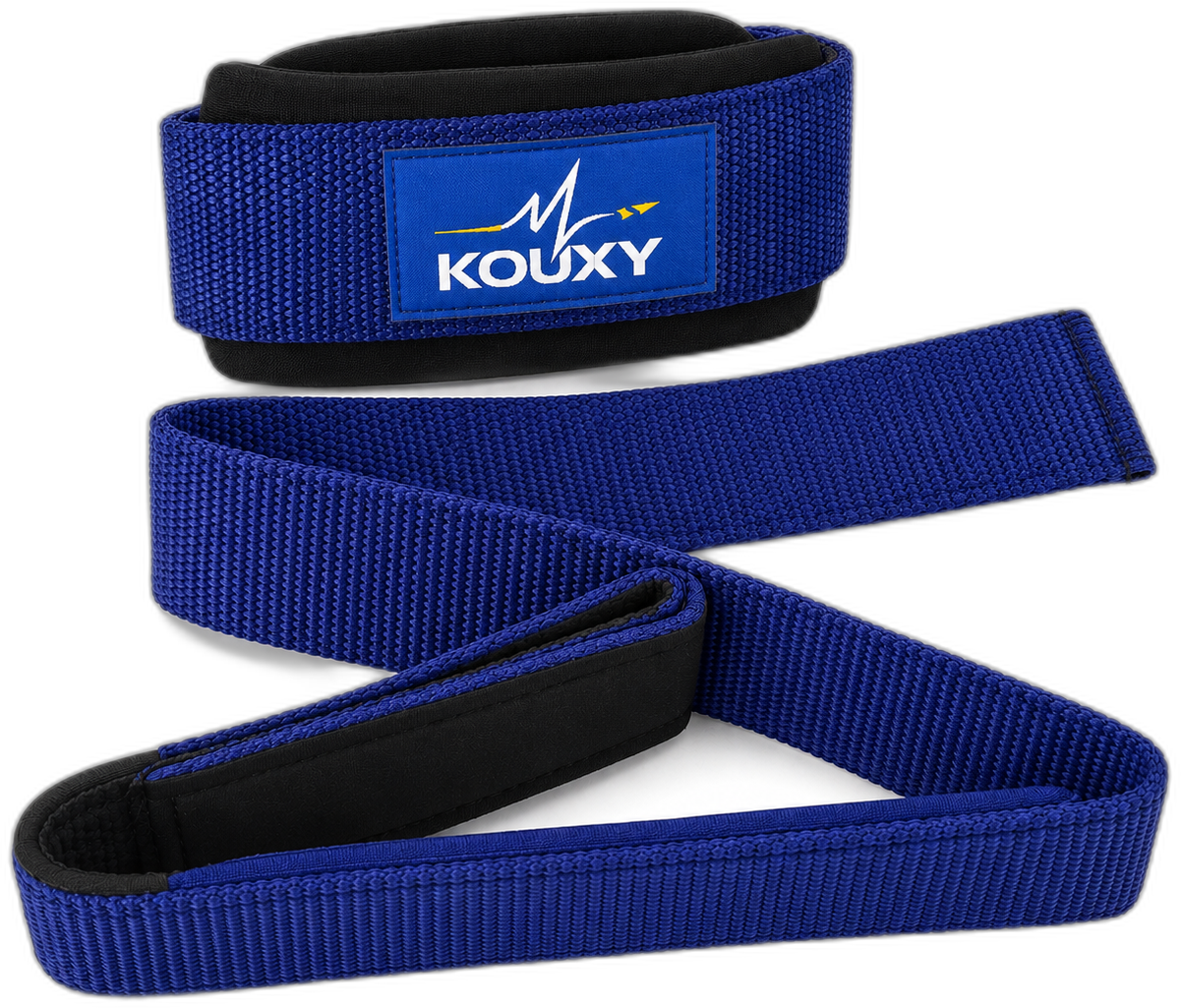 KOUXY blue lifting straps on transparent background