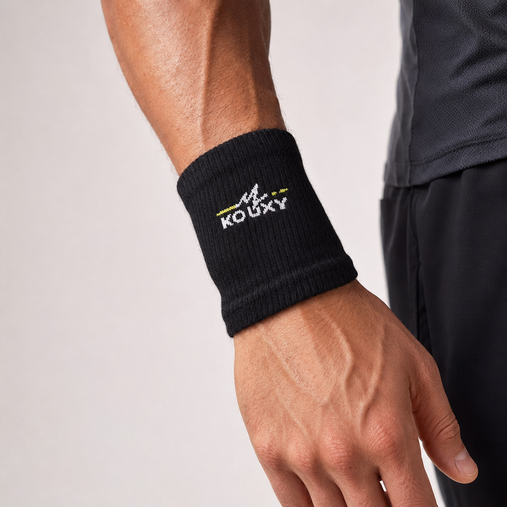 KOUXY Performance Wrist Bands — black wristband worn on wrist