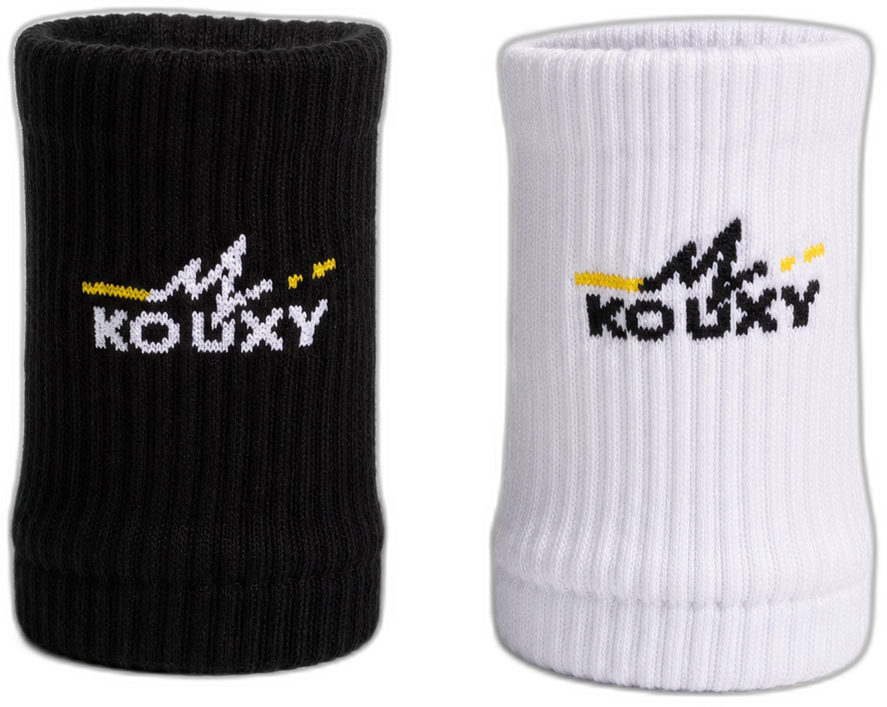 KOUXY Performance Wrist Bands — black and white wristband pair