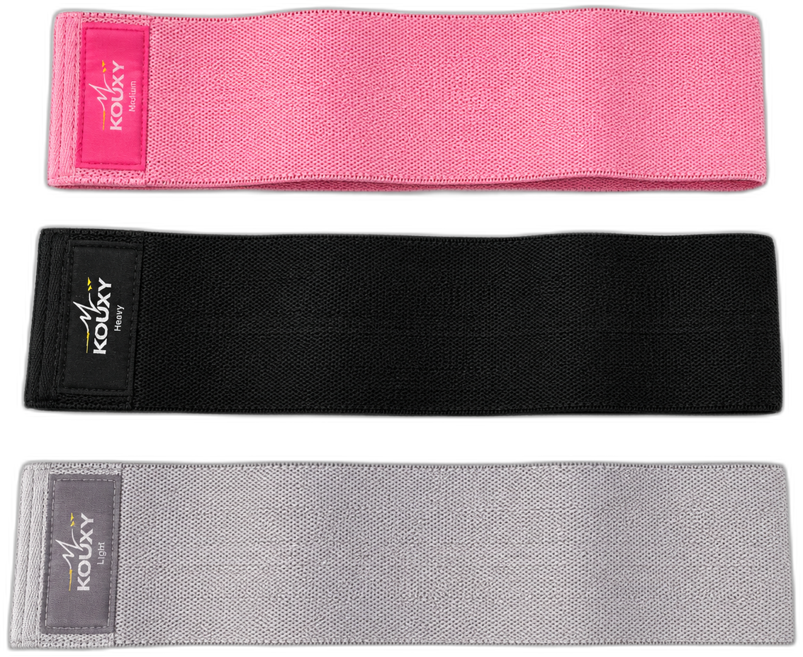 KOUXY Resistance Bands — fabric hip bands set in three resistance levels