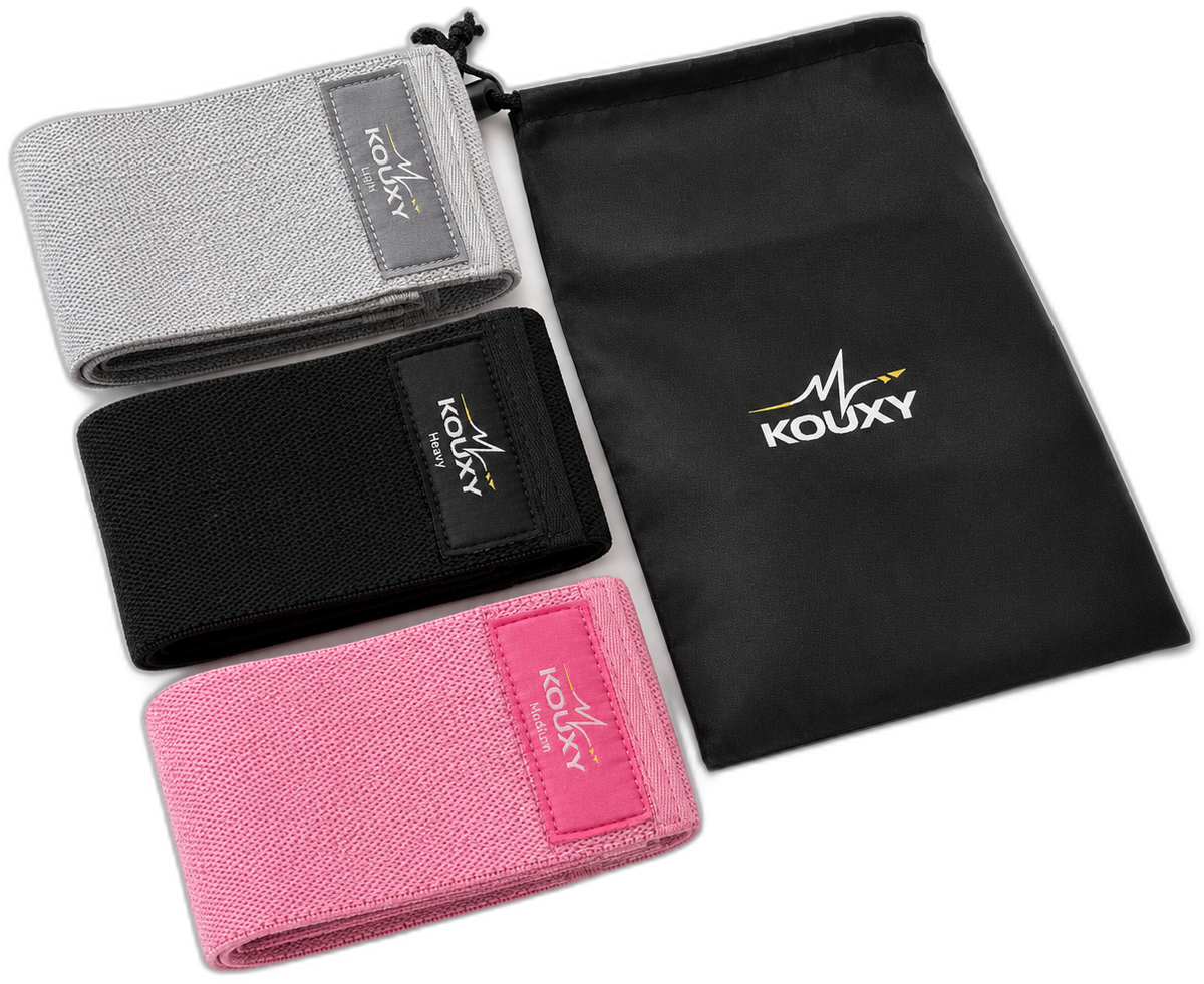 KOUXY Resistance Bands — light, medium and heavy bands stacked